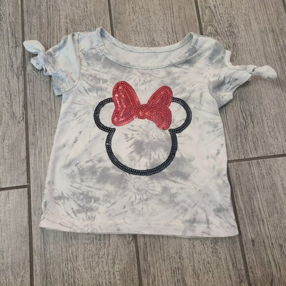3/$18 Disney Junior Minnie mouse toddler girl white & grey short sleeve size 2T - Picture 1 of 6